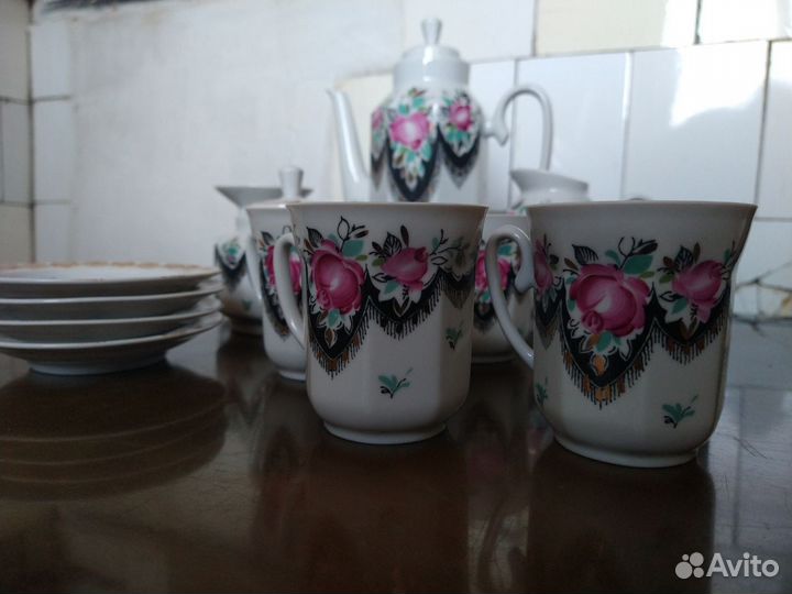 Сервиз кофейный лфз Русский платок форма кристалл