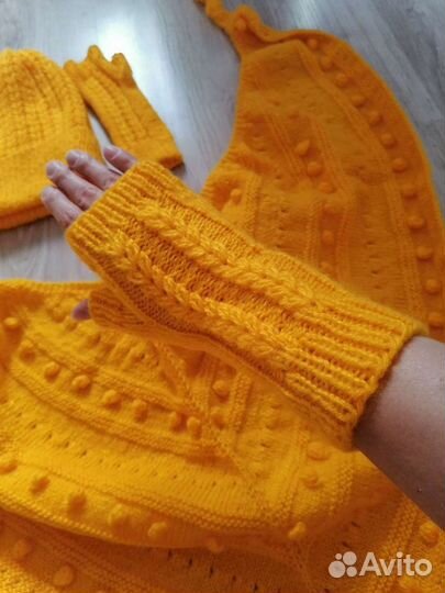 Шарф, шапка, митенки