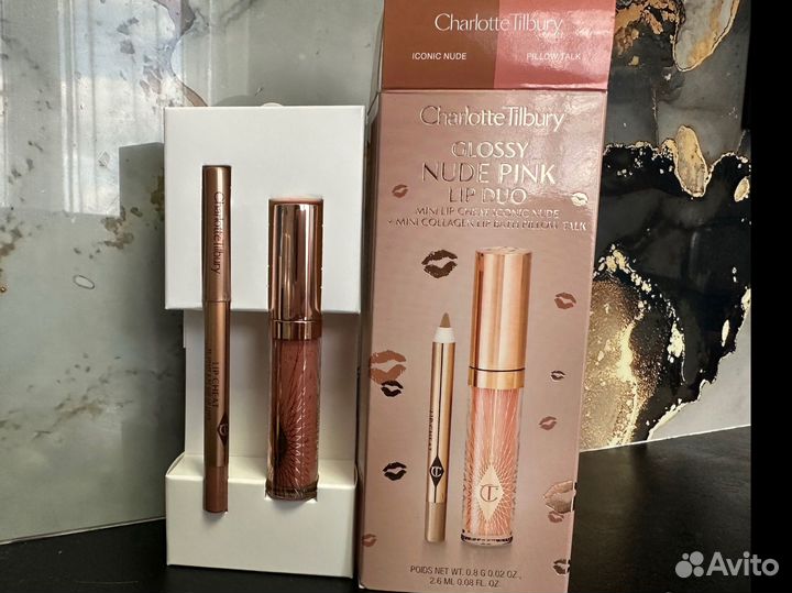 Charlotte Tilbury набор карандаш и блеск nude pink