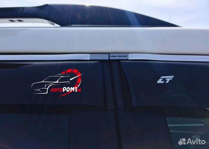 Ветровики с хром полоской Тойота Toyota Прадо 150