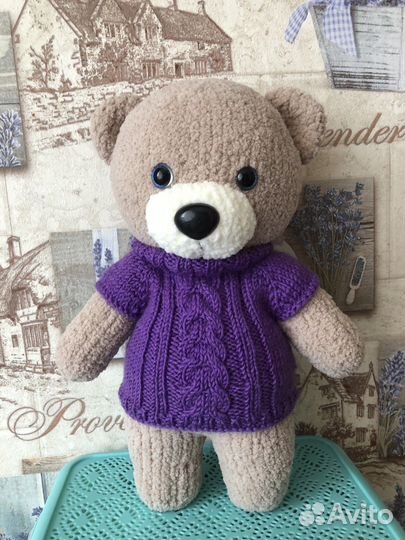 Мишка и олень плюшевые вязаные