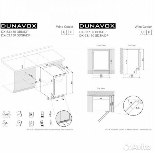 Винный шкаф Dunavox DX-53.130DWK/DP Новый
