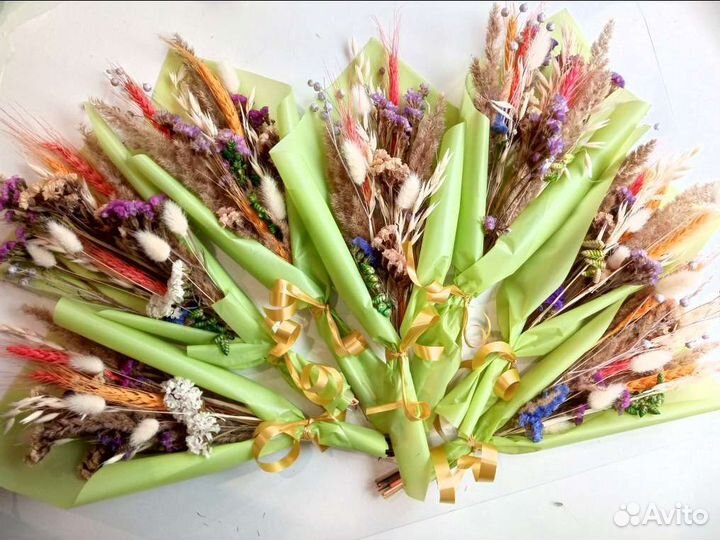 Букет цветы сухоцветы, подарок учителю, маме
