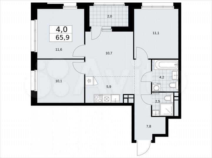 4-к. квартира, 65,9 м², 14/24 эт.