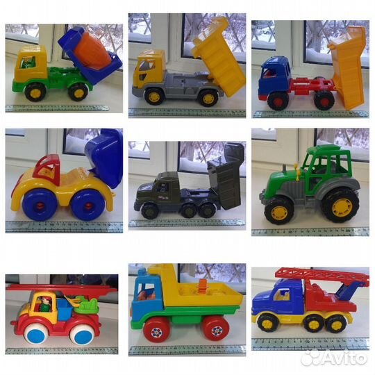Машинки, самосвалы, мотоциклы, мусоровоз и др