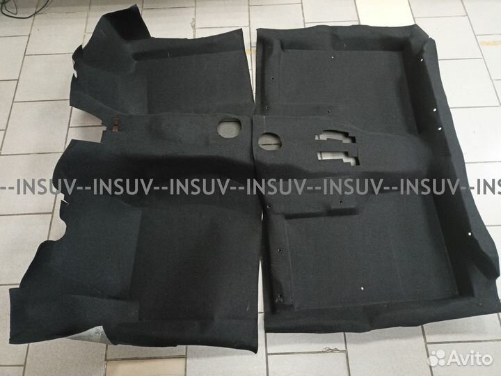 Ковер пола Шевроле Нива 2123 черный, 2 части