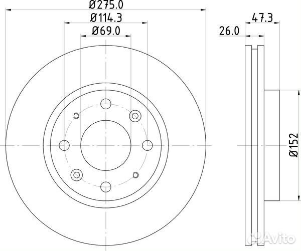 Диск тормозной передний KIA spectra