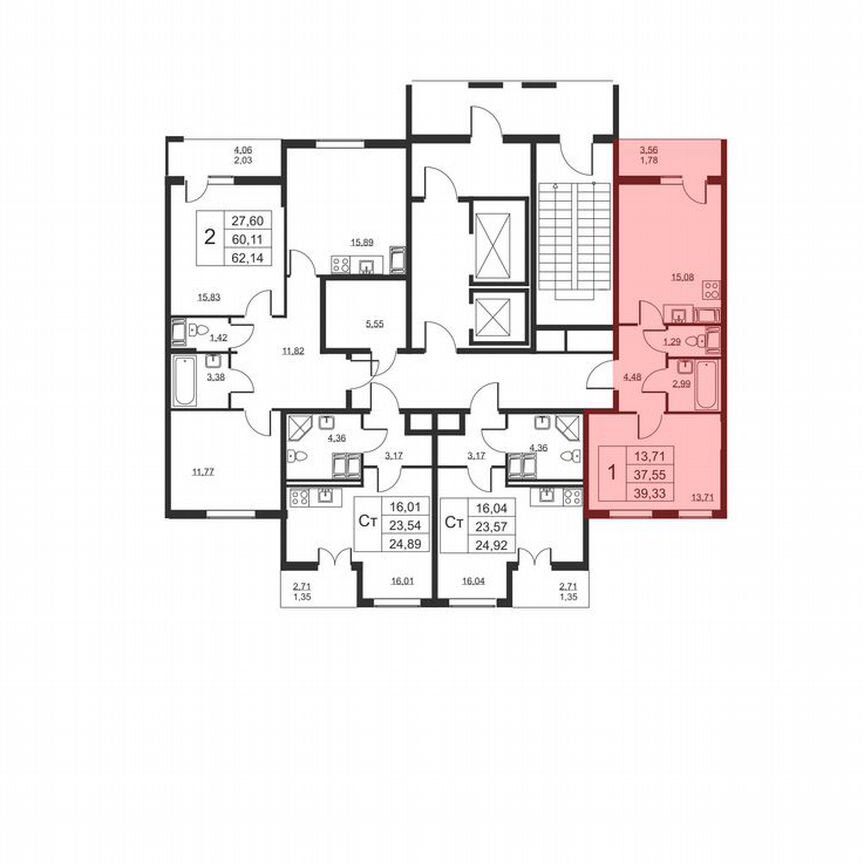 1-к. квартира, 39,3 м², 16/19 эт.