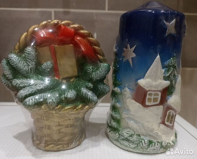 Новогодние свечи, колокольчики рождественские