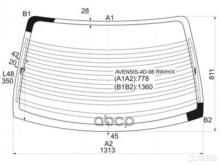 Стекло заднее с обогревом toyota avensis 4D 97