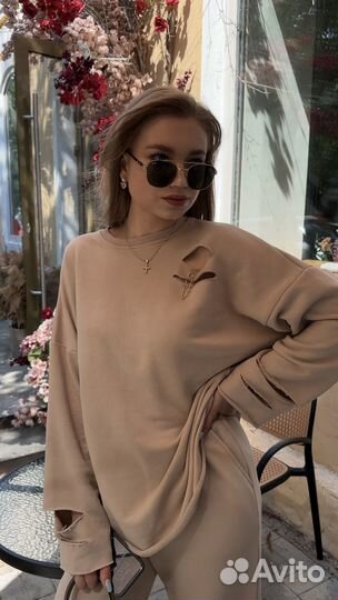 Спортивный костюм женский оверсайз, брюки палаццо