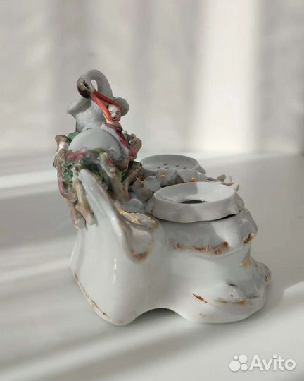 Антикварный фарфоровый чернильный прибор