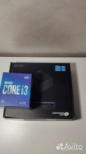 Комплект Intel Core i3 10100f, msi h510m pro-e