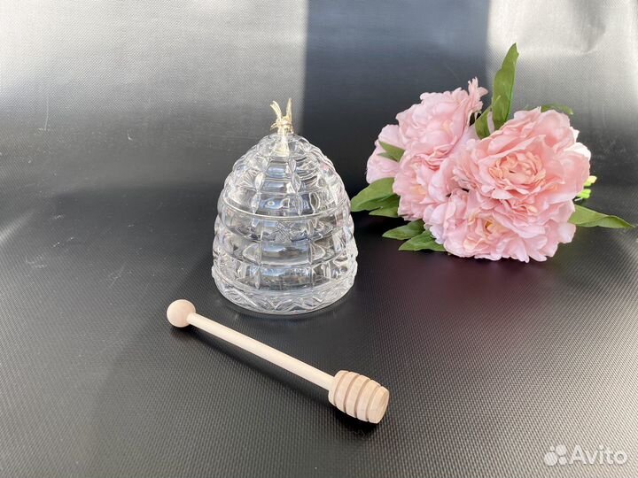 Мёдница хрустальная Crystal Bohemia новая Улей