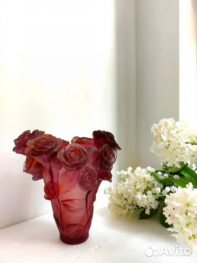 Ваза хрустальная Daum Roses 18 см красная