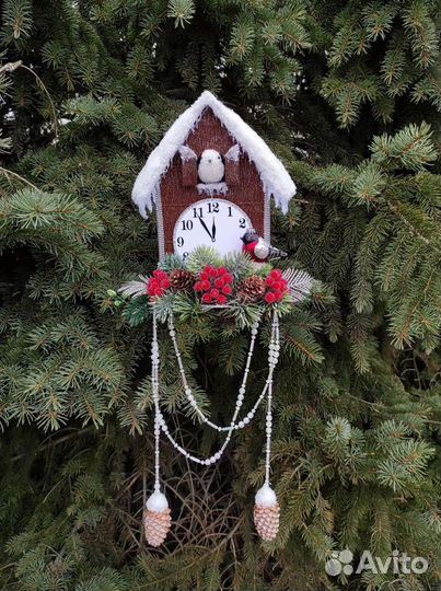 Новогодние часы 28 см. Поделка в садик в школу