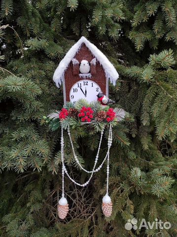 Новогодние часы 28 см. Поделка в садик в школу