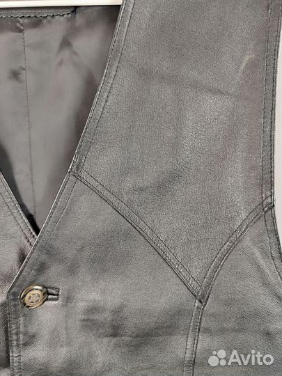 Мужская кожаная жилетка Германия Винтаж р 54