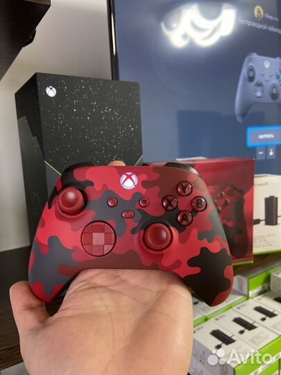 Xbox геймпад красный камуфляж + аккумулятор