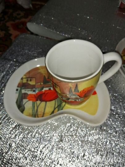 Кружка с тарелкой. набор. Чайная пара