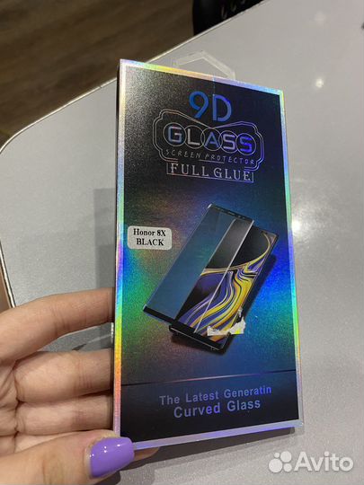Защитное стекло Honor 8X black новое