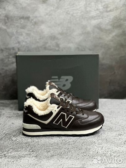 Кроссовки new balance 574 зимние кожаные