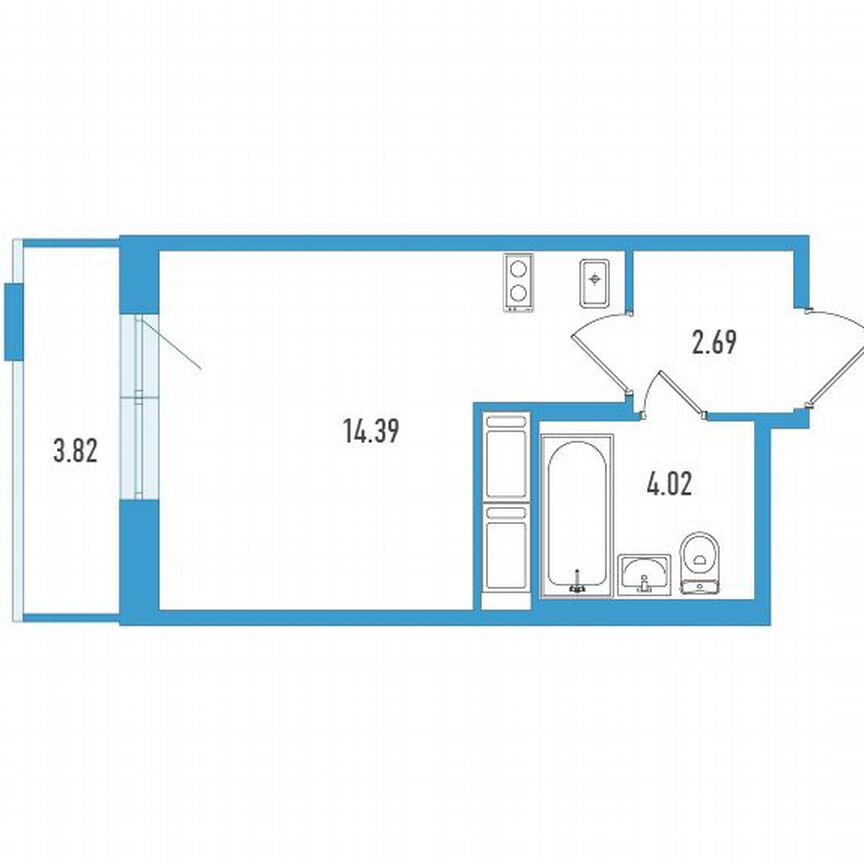 Квартира-студия, 22 м², 9/13 эт.