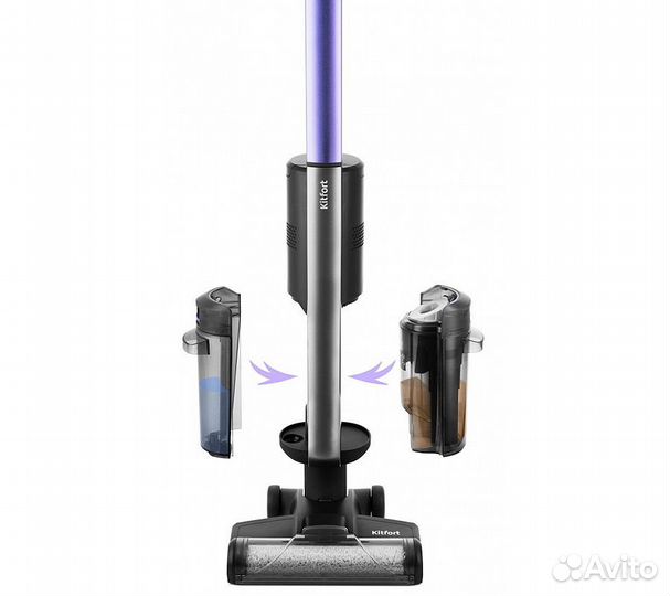 Вертикальный беспроводной моющий пылесос Kitfort к
