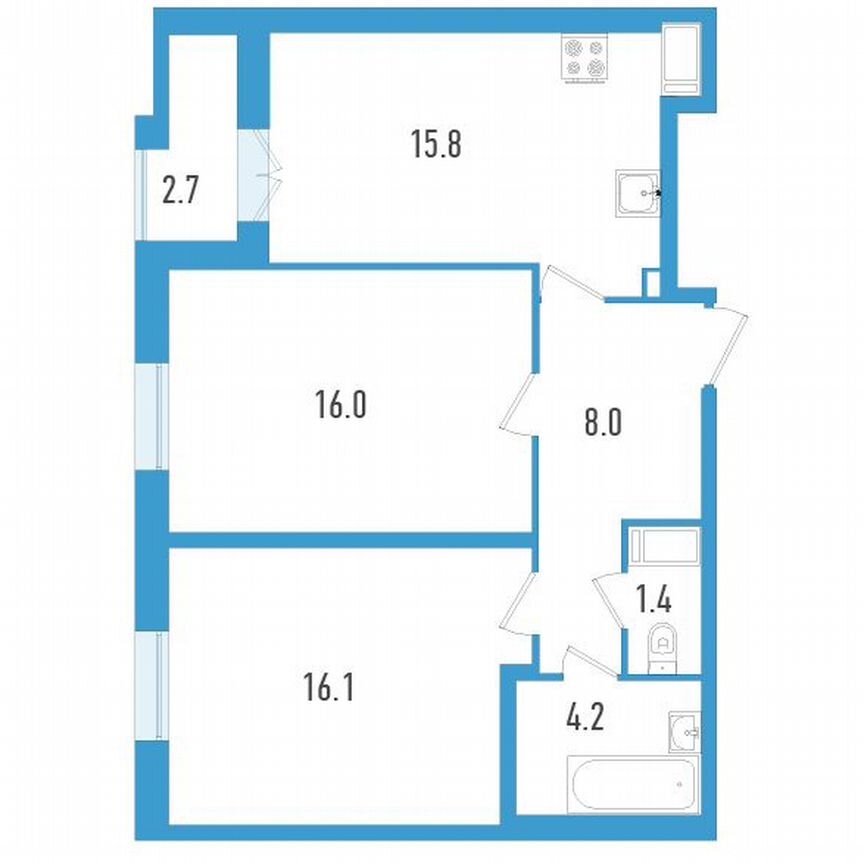 2-к. квартира, 62 м², 19/19 эт.