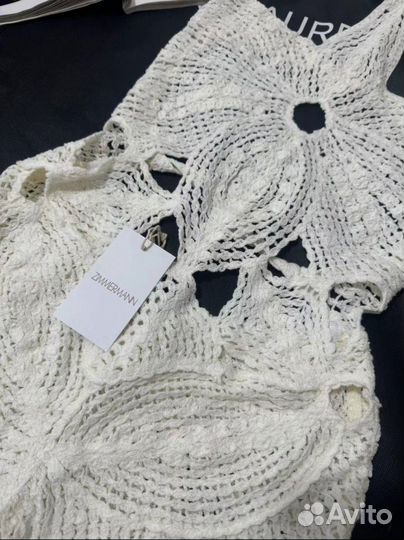 Вязаное пляжное платье белое