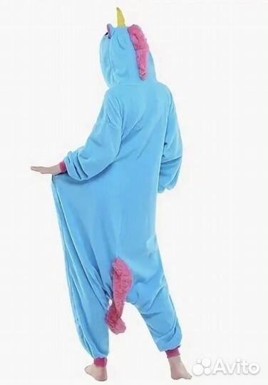 Кигуруми Единорог Пижама Молния Голубой Новый M