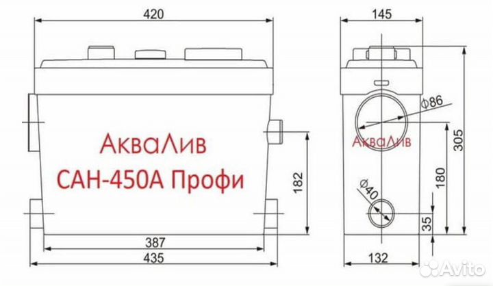 Насос с измельчителем аквалив сан-450А(Сололифт)