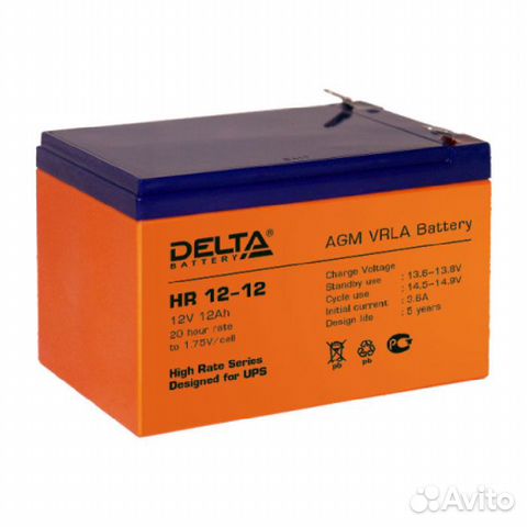 Батарея Delta HR 12-12, 12V 12Ah (Battery #71117