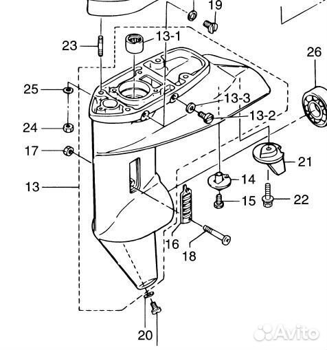 Корпус редуктора Yamaha (Ямаха) 40 л.с 2 такта