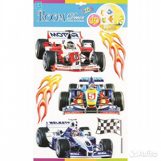 Наклейка roomdecor Формула1 30х42см, арт.POA 1013