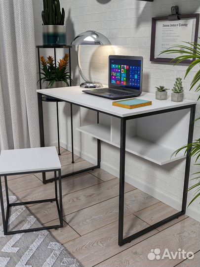 Стол письменный, Alonzo, белый/черный 100x58х77 см