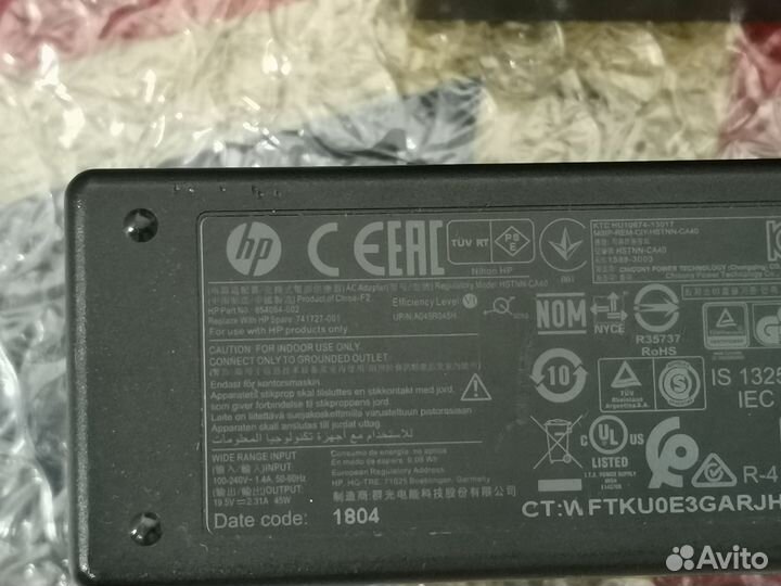 Оригинальная зарядка для ноутбука hp