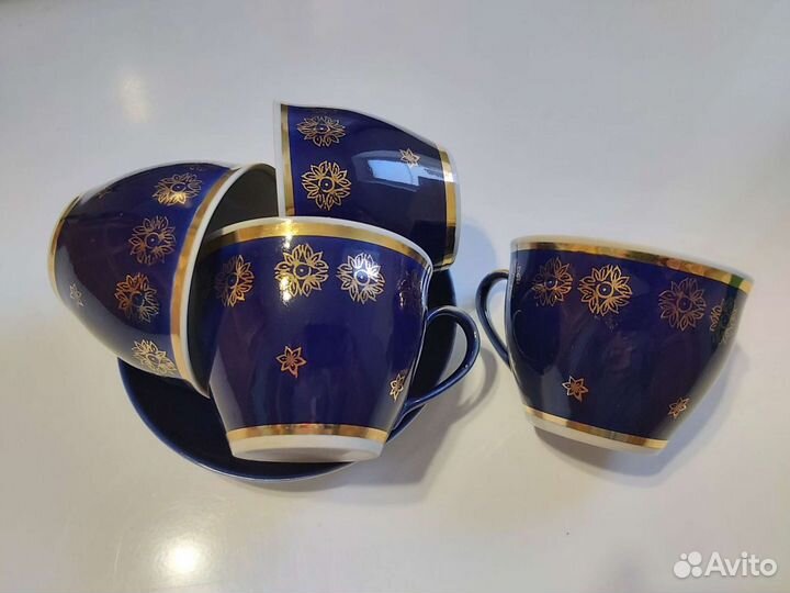 Чайный сервиз синий кобальт СССР