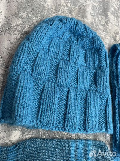 Комплект шапка, шарф и варежки