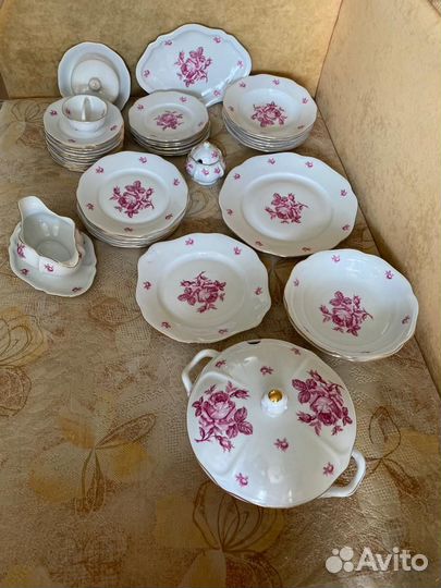 Сервиз столовый «Роза» Богемия Чехословакия 40пред