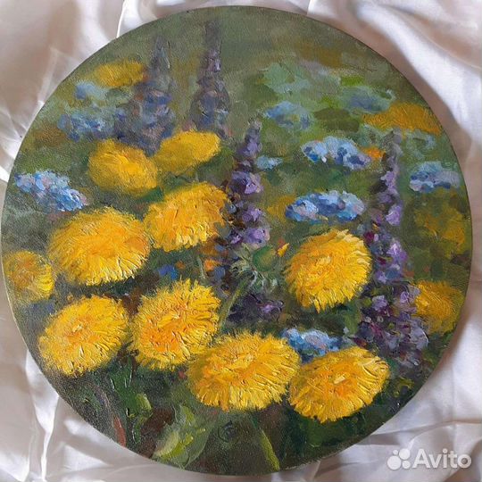 Картина маслом на холсте d30 см