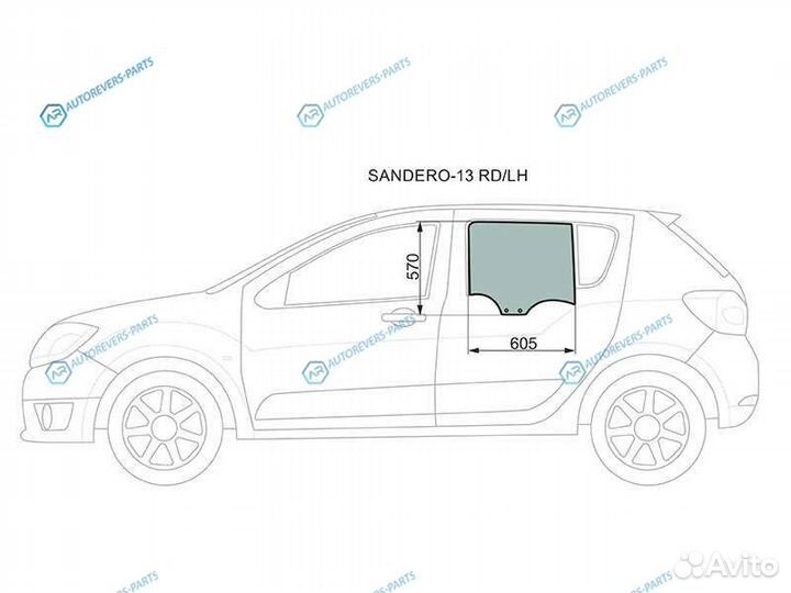 Sandero-13 rdlh Стекло заднее левое опускное renau