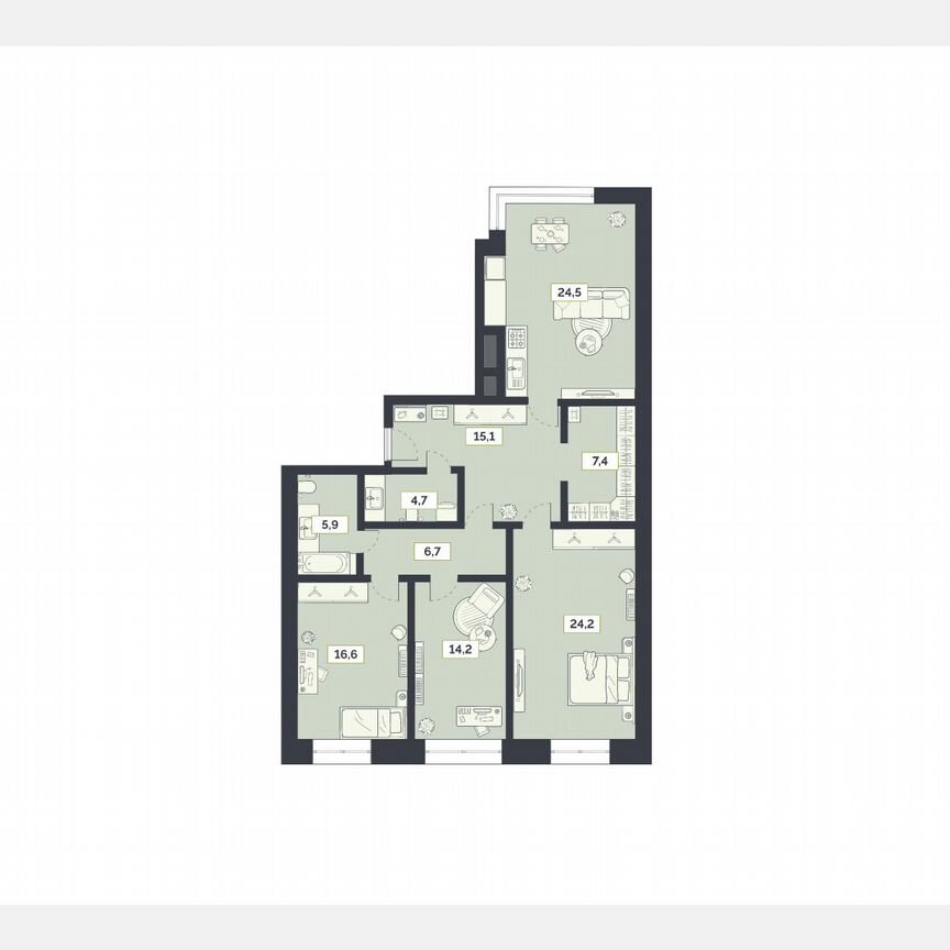 3-к. квартира, 119,3 м², 22/27 эт.