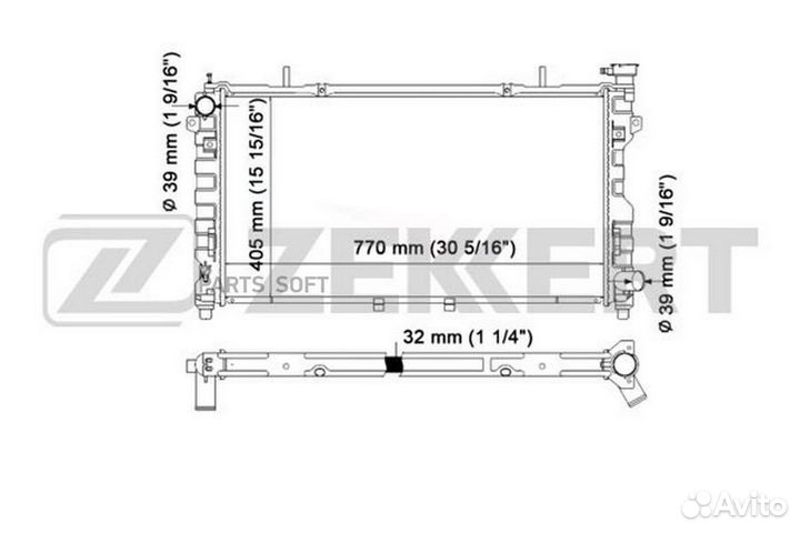 Zekkert MK-1546 Радиатор охлаждения двигателя Chrysler Voyager IV 00