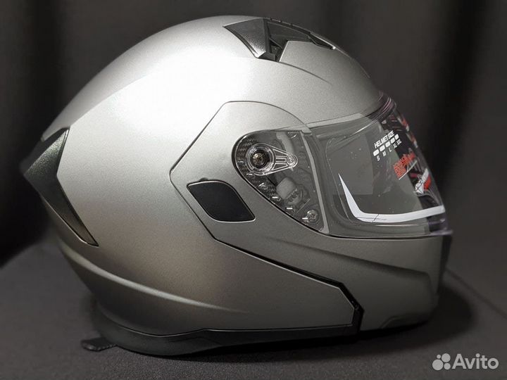 Мото шлем модуляр с очками AIM темно-серый новый
