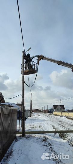 Монтаж столбов под освещение, опор лэп