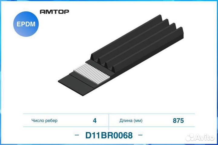 Cworks D11BR0068 Ремень поликлиновой 4PK875 cworks