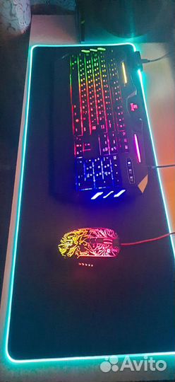 Игровой коврик для мышки с подсветкой новый 80х30