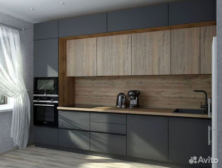 Прямая кухня с мдф фасадами