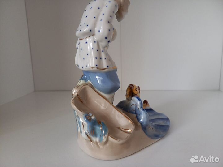 Статуэтка Старик и золотая рыбка Гжель СССР